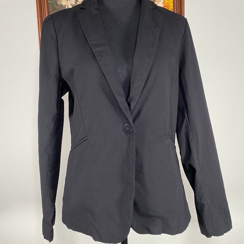 Zac & Rachel 1 Button Blazer Top Women's Small V-neck Black Office Business